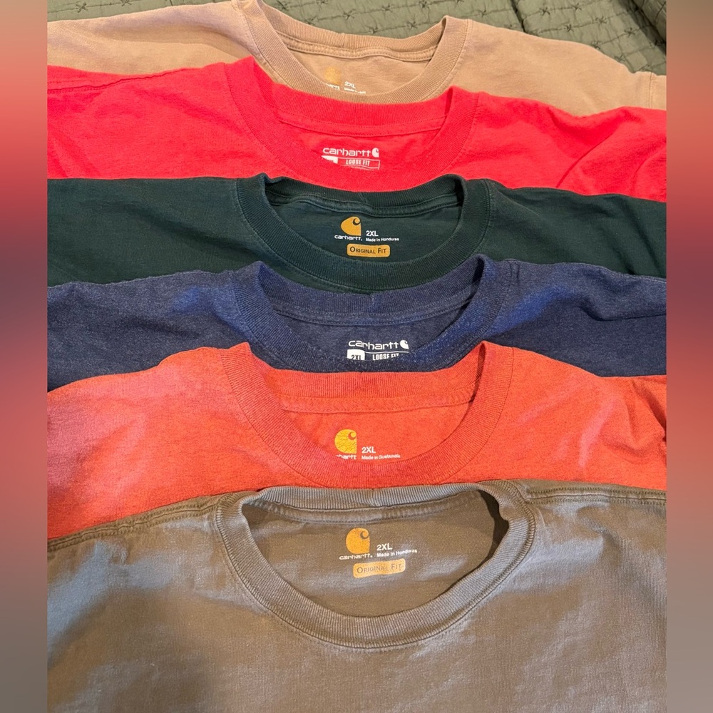 Six Carhartt Shirts - make great work shirts!  All 2XL - short sleeve